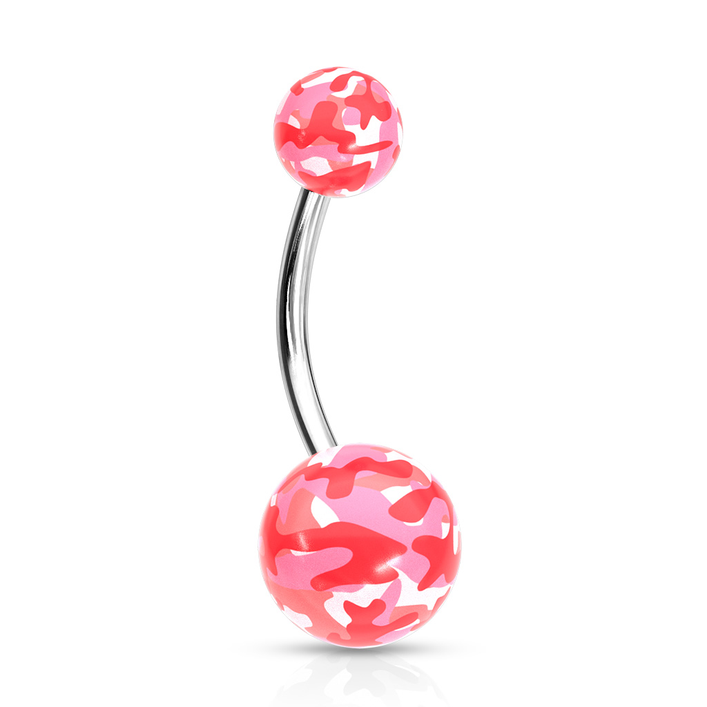 Piercing pour le nombril avec boules camouflage