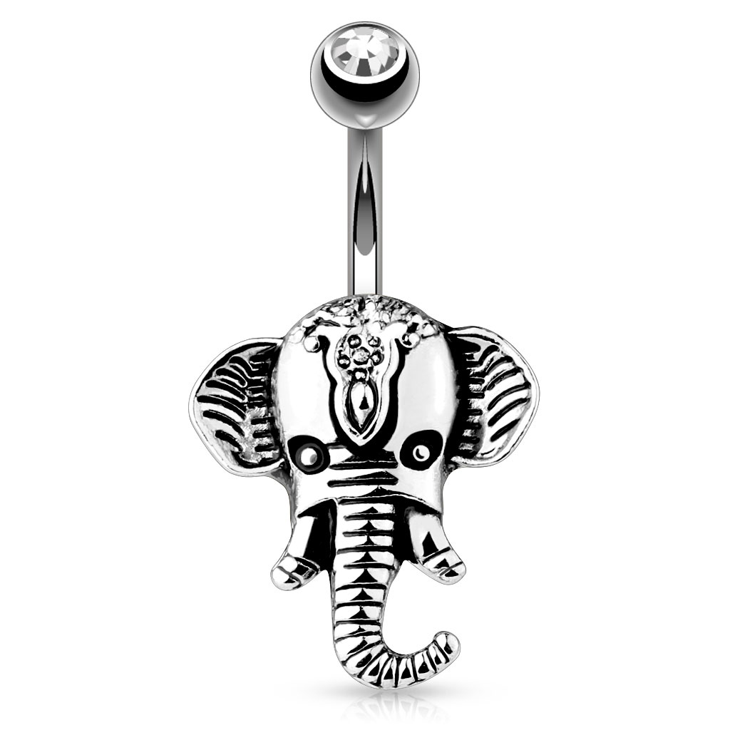 Piercing pour le nombril avec une tête d'éléphant