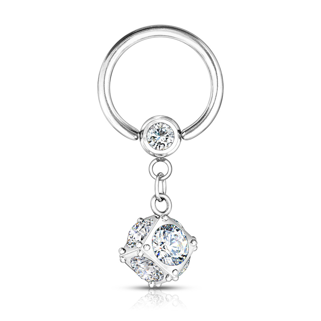 Piercing pour le téton avec pendentif carré