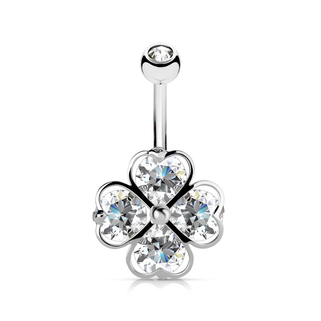Piercing pour le nombril avec trèfle à quatre feuilles