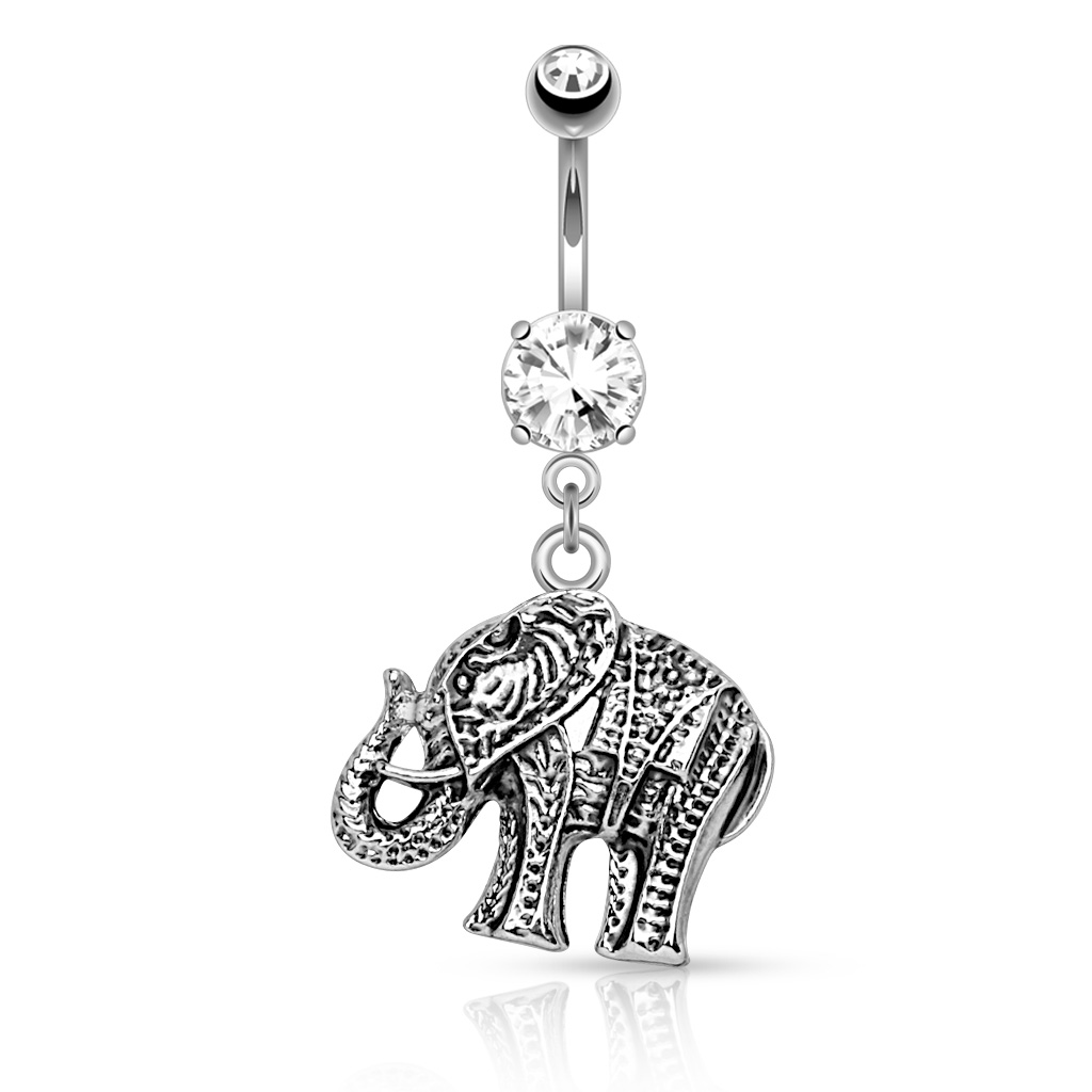 Piercing pour le nombril avec éléphant en pendentif