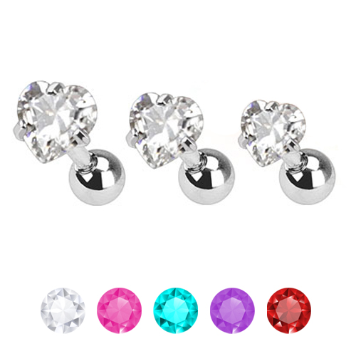 Lot de piercing pour l'oreille avec un coeur en pierre