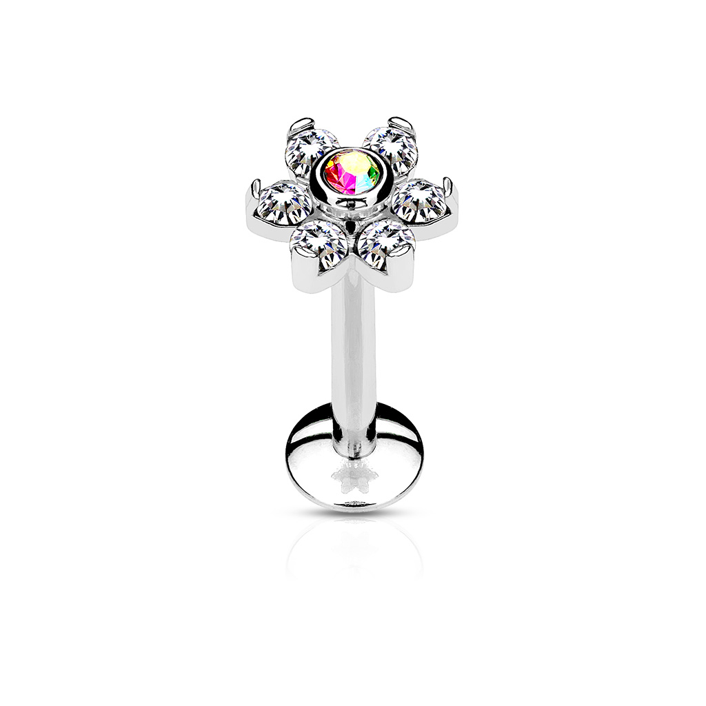 Labret avec fleur et filetage interne