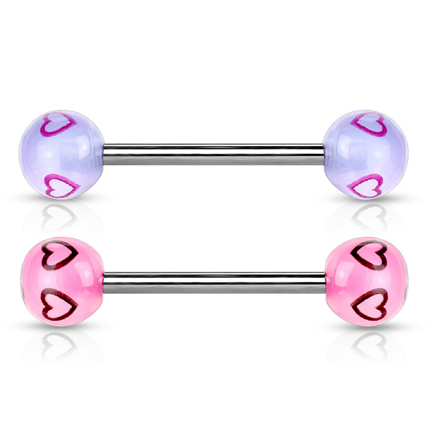 Piercing pour la langue avec motifs coeur