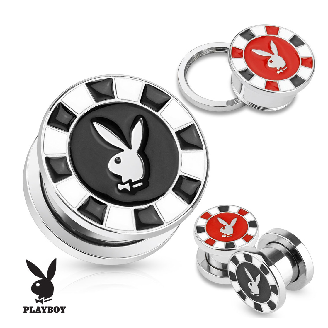 Playboy™ plug en acier chirurgical avec jeton de poker