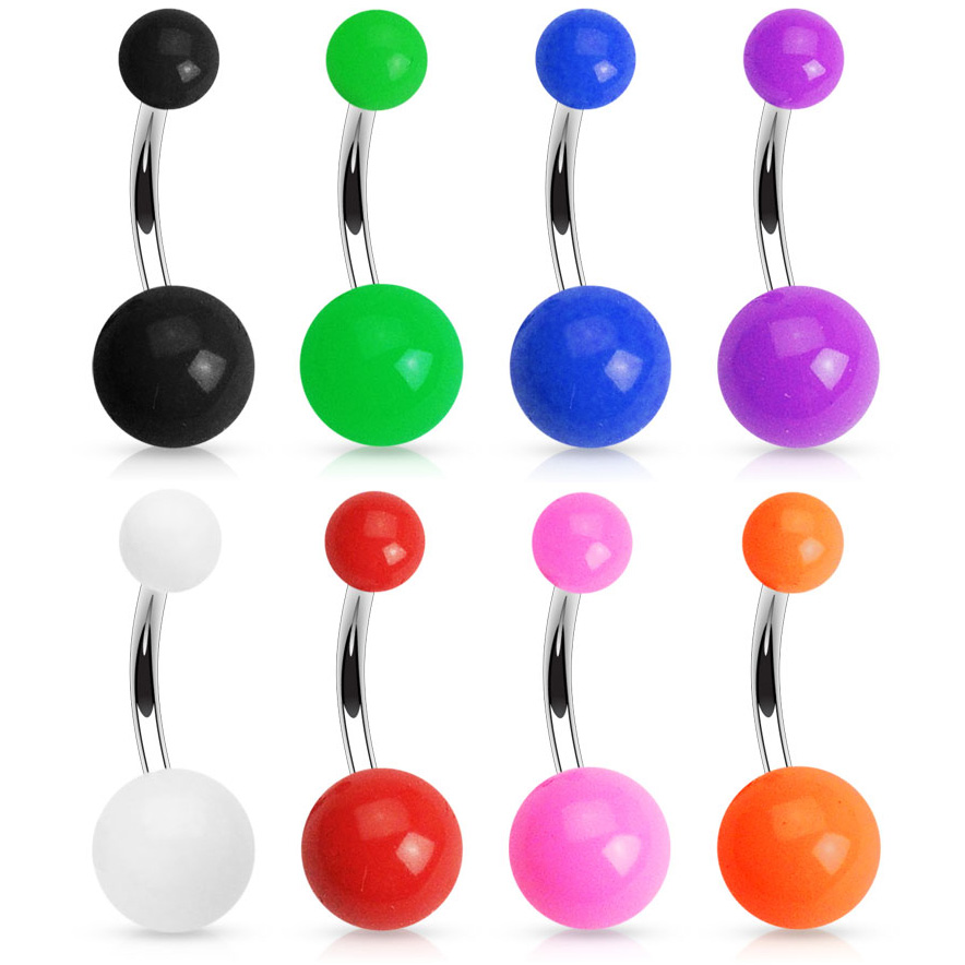 Piercing pour le nombril avec boules acryliques et variétés de couleurs