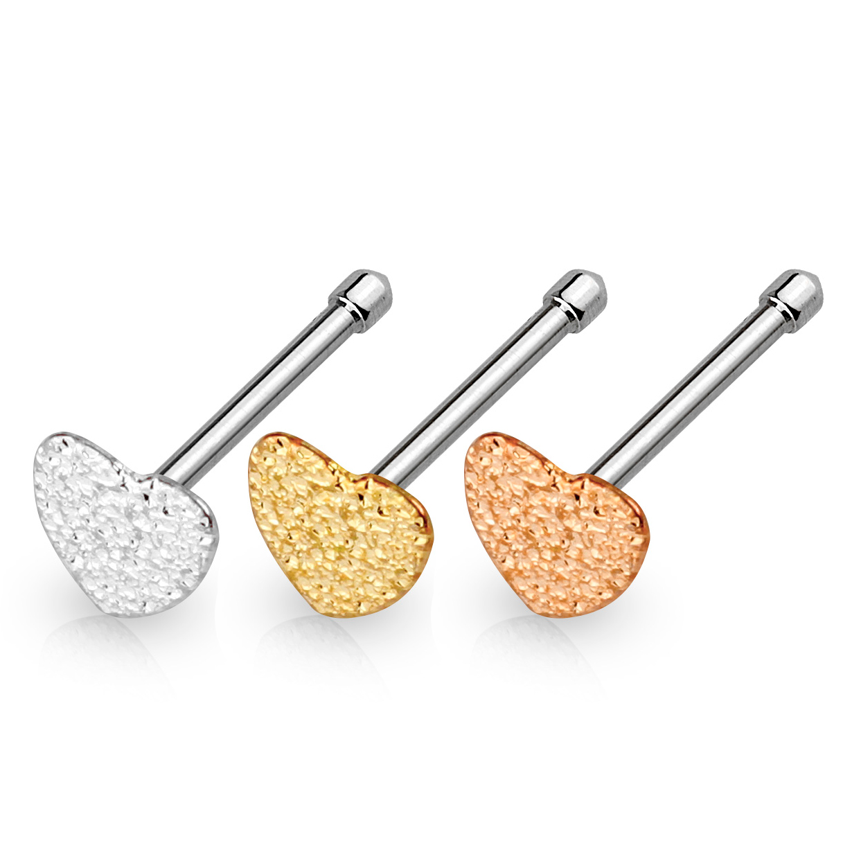 Tige barbell pour le nez avec cœur martelé