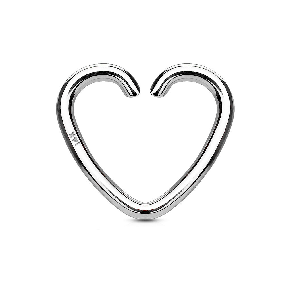 Piercing pour l'oreille en or 14 carats en forme de coeur