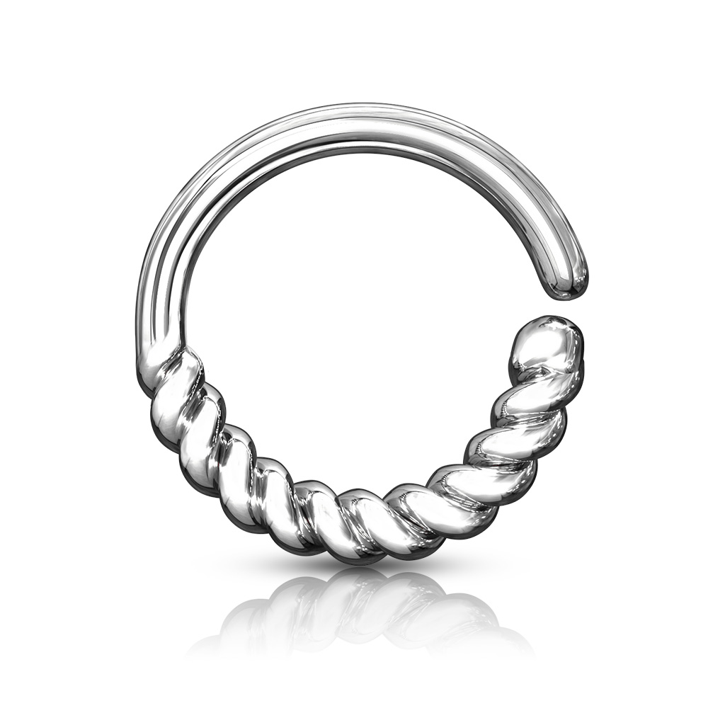 Piercing pour le septum avec un demi-cercle torsadé