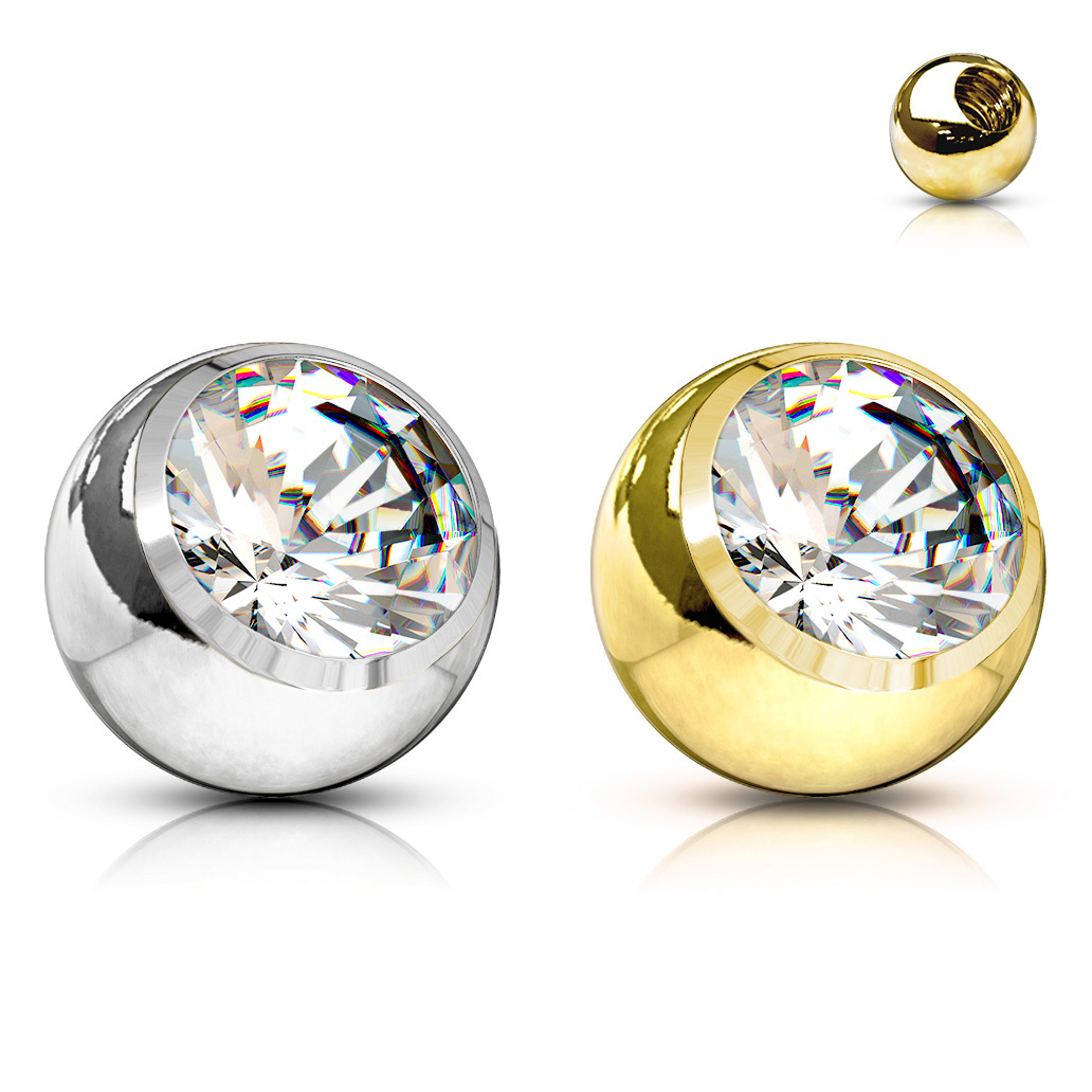 Boule pour piercing en or 14 carats avec pierre