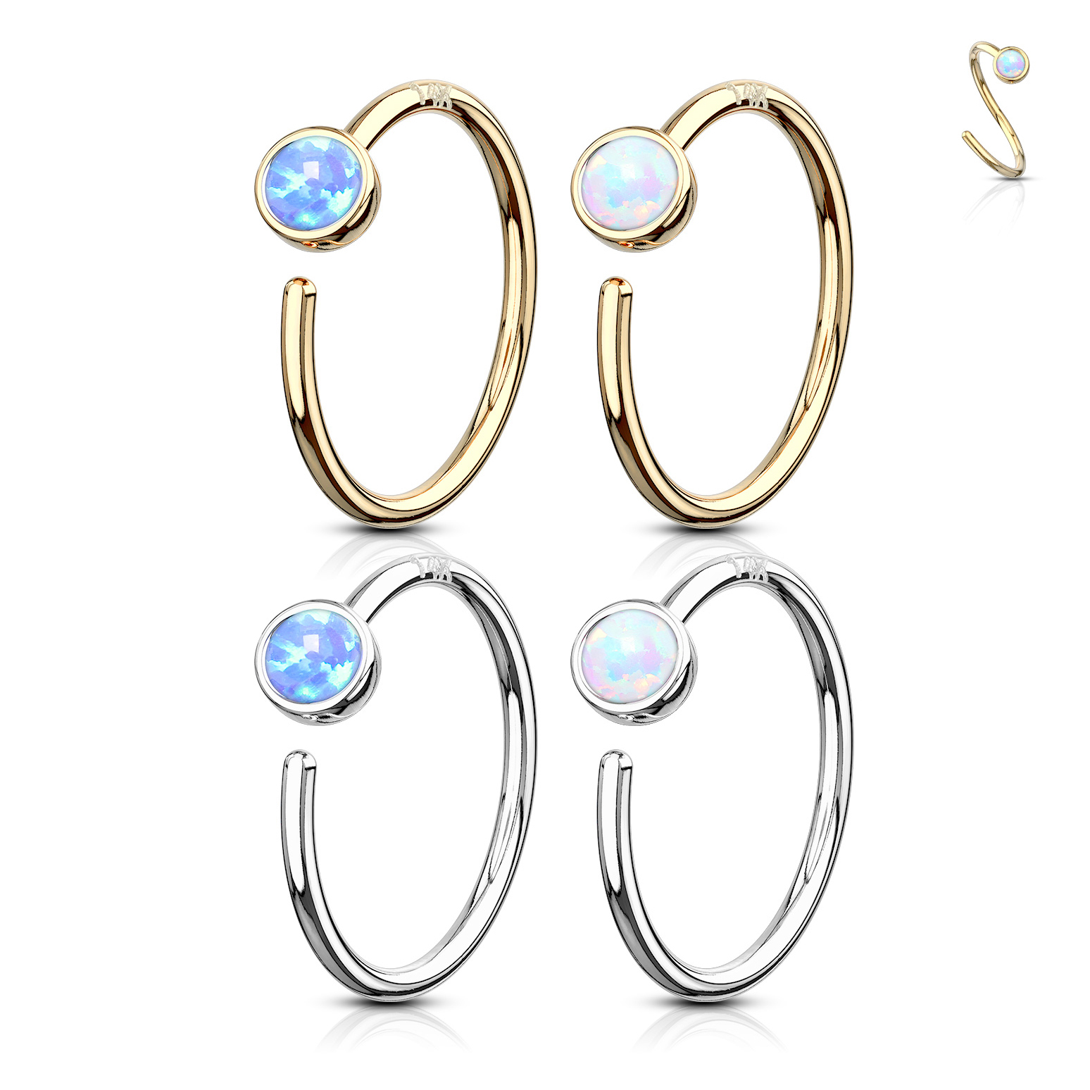 Anneau sans fin simple en or 14 carats avec une opale