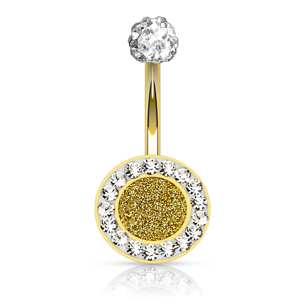 Piercing pour le nombril avec pierre et paillettes