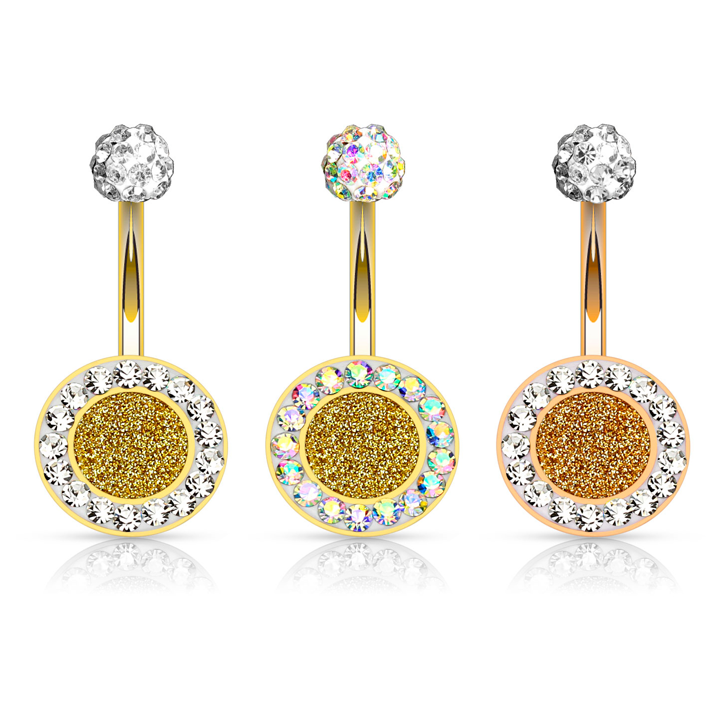 Piercing pour le nombril avec pierre et paillettes