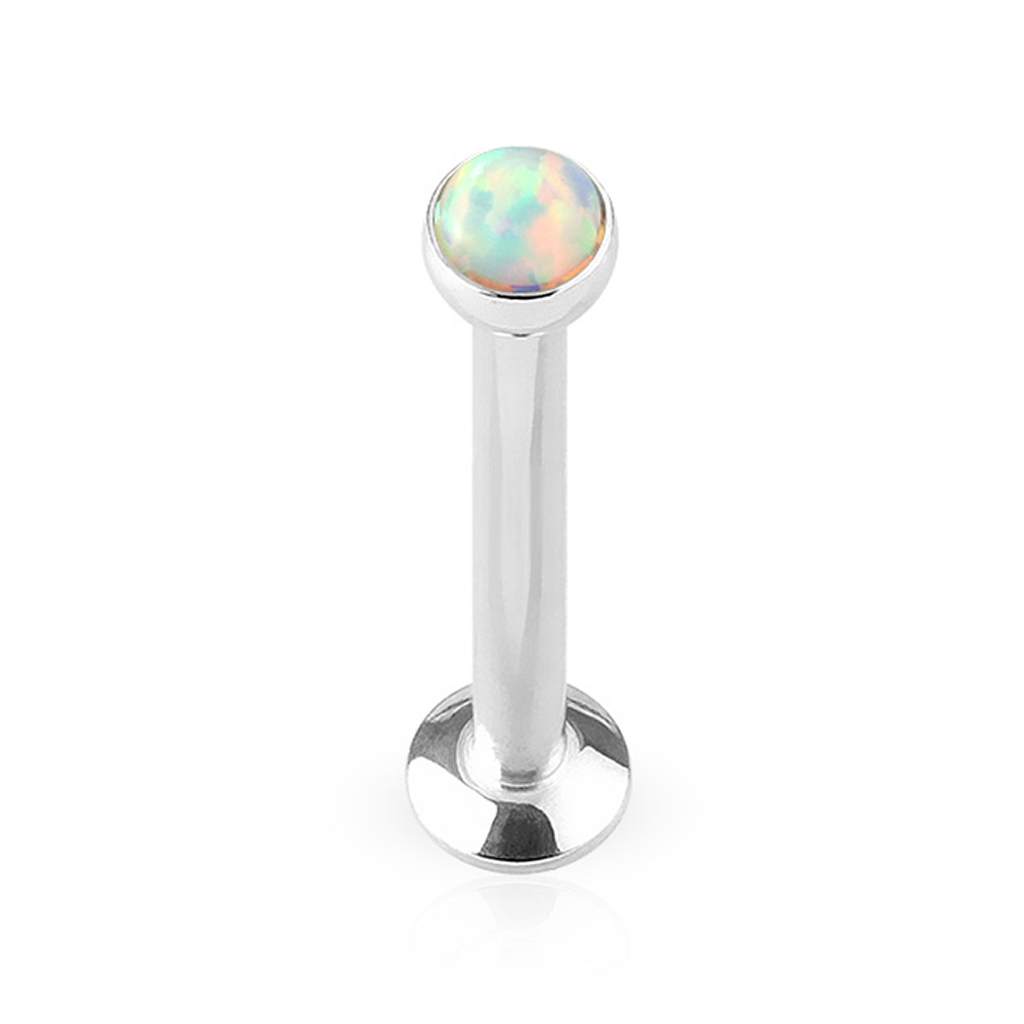 Labret avec un filetage interne et une opale